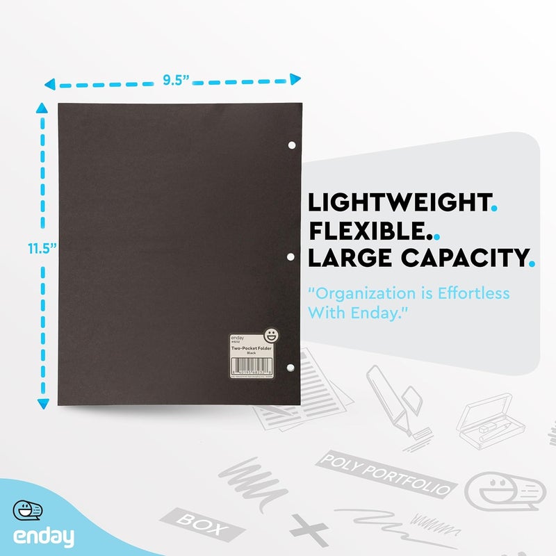 Enday Black Paper Folders with Pockets (100 Pack) - Letter Size Two Pocket Folder Bulk, Premium Quality, Portfolio - by - Image 5
